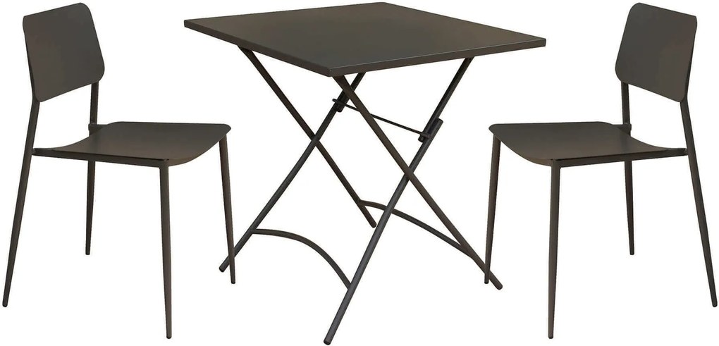 ROMANUS - set tavolo in metallo cm 70 x 70 x 72 h con 2 sedie Viper