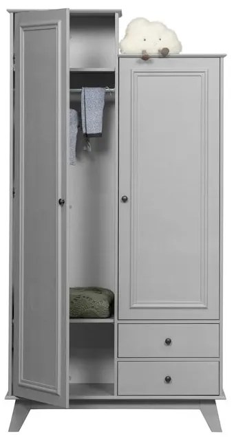 Armadio per bambini grigio chiaro in legno di pino 98x190 cm Lily - WOOOD
