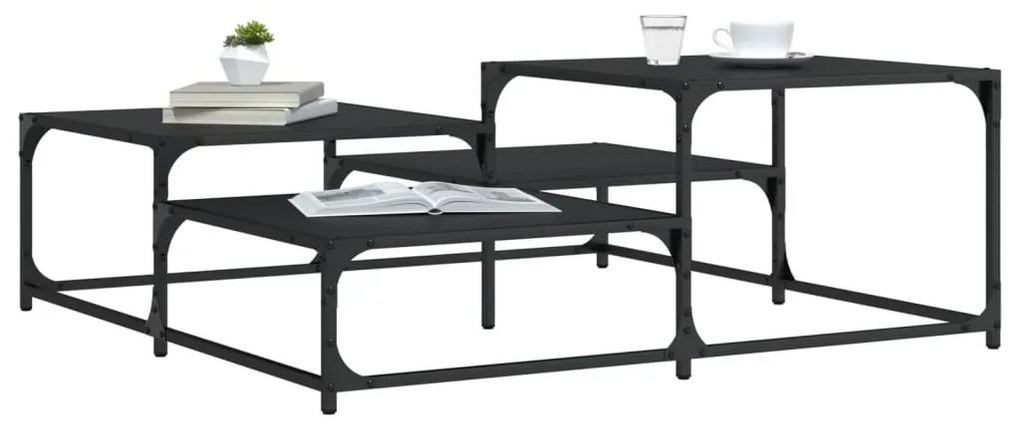Tavolino Da Salotto Nero 107x107x40 Cm İn Legno Multistrato /
