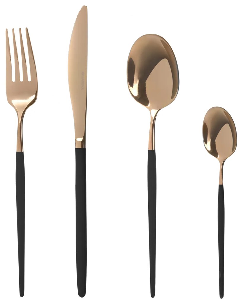 Set 24 posate bordeaux e champagne Luxy acciaio inox