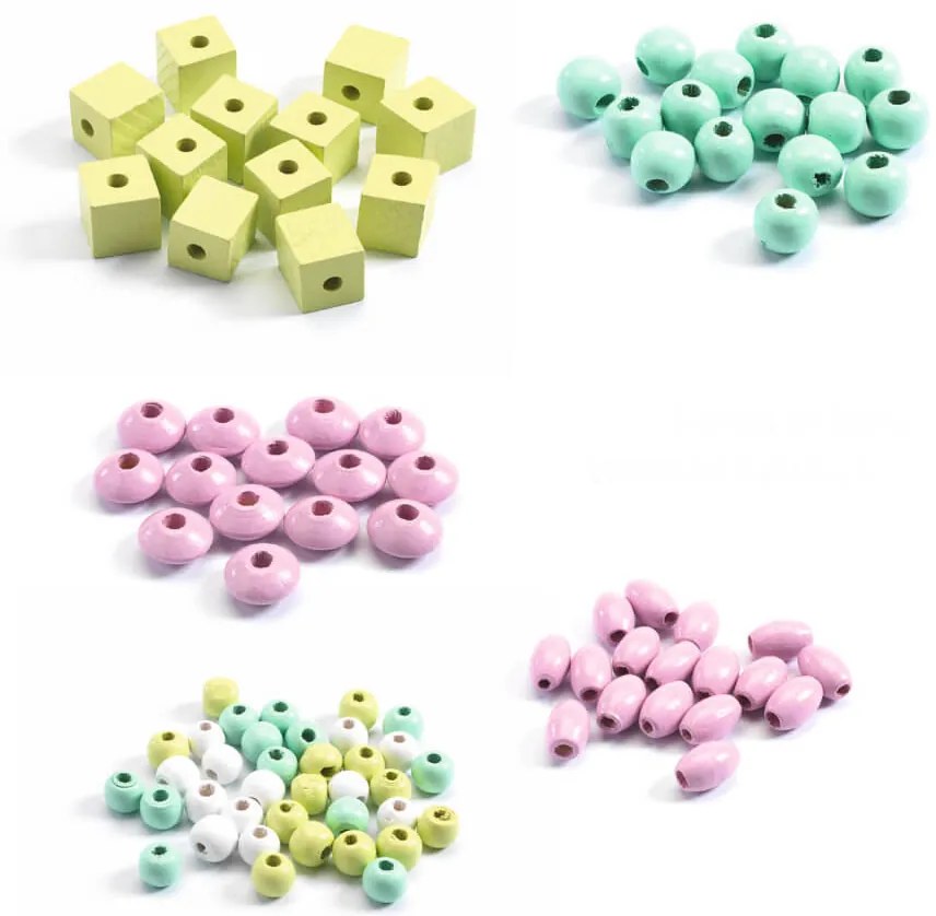 Perline in legno - foglie e fiori