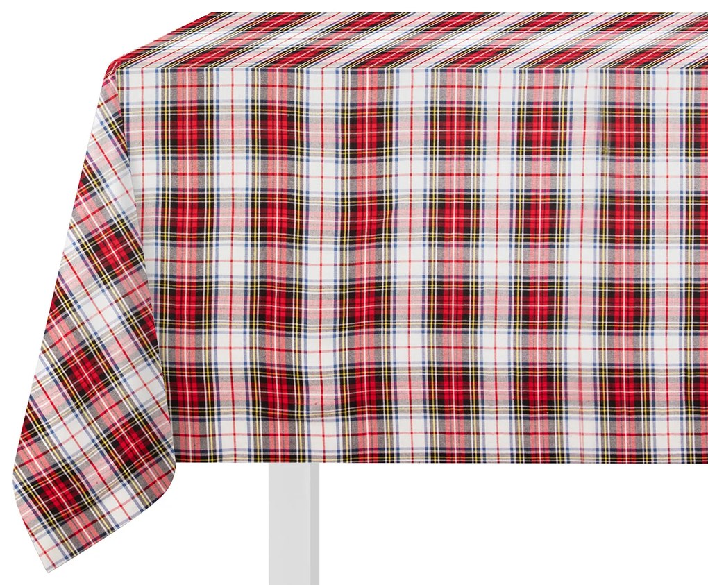 Tovaglia natalizia tartan 140x320 cm bianco