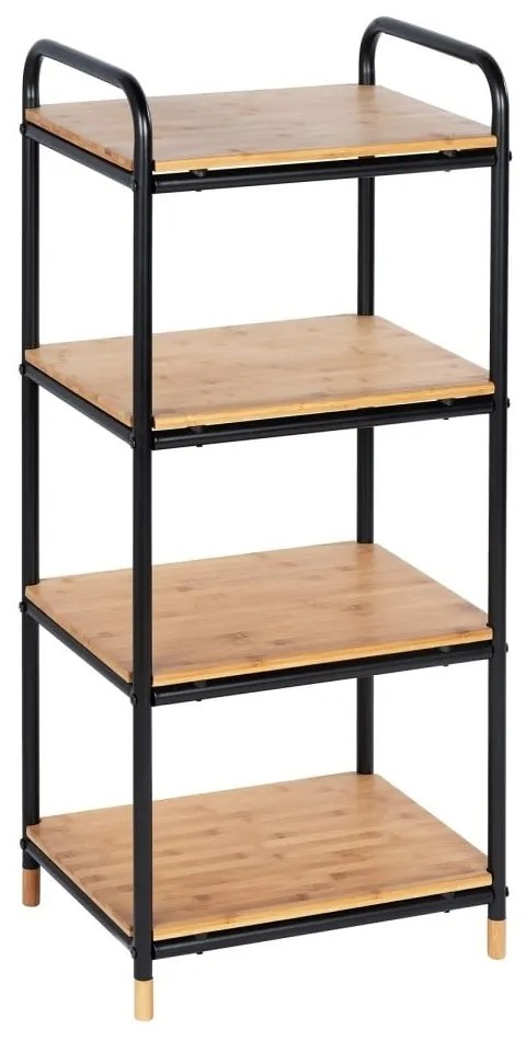Scaffale da bagno nero in metallo con 4 ripiani in bambù 42x94,5 cm Loft - Wenko