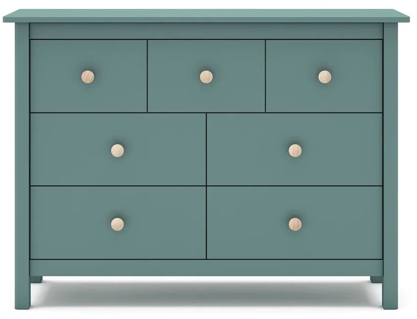 Cassettiera bassa per bambini in legno di pino color petrolio 110x80 cm Max - Marckeric