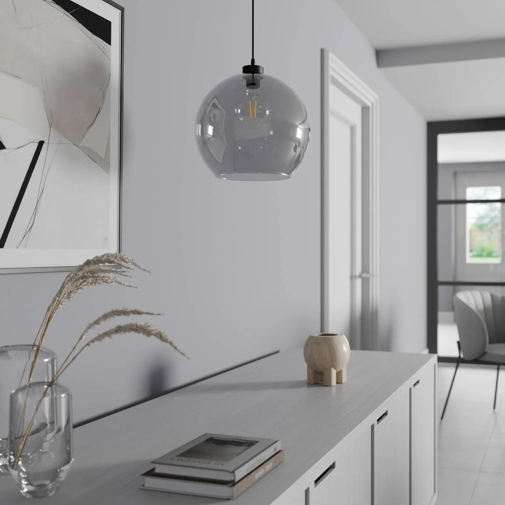 Lampada a sospensione in vetro Cubus TK Lighting, dimmerabile, Nero, Soggiorno / Sala da pranzo, Vetro, Moderno, Lampada a sospensione