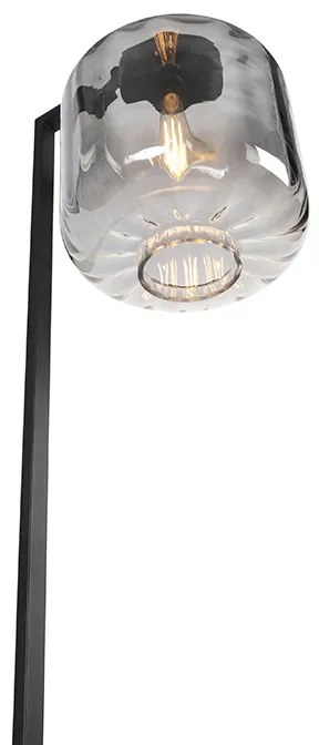 Lampada da terra di design nera con vetro fumé - Qara Down