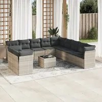 Set Divano Giardino 12 pz con Cuscini Grigio Chiaro Polyrattan 3217892