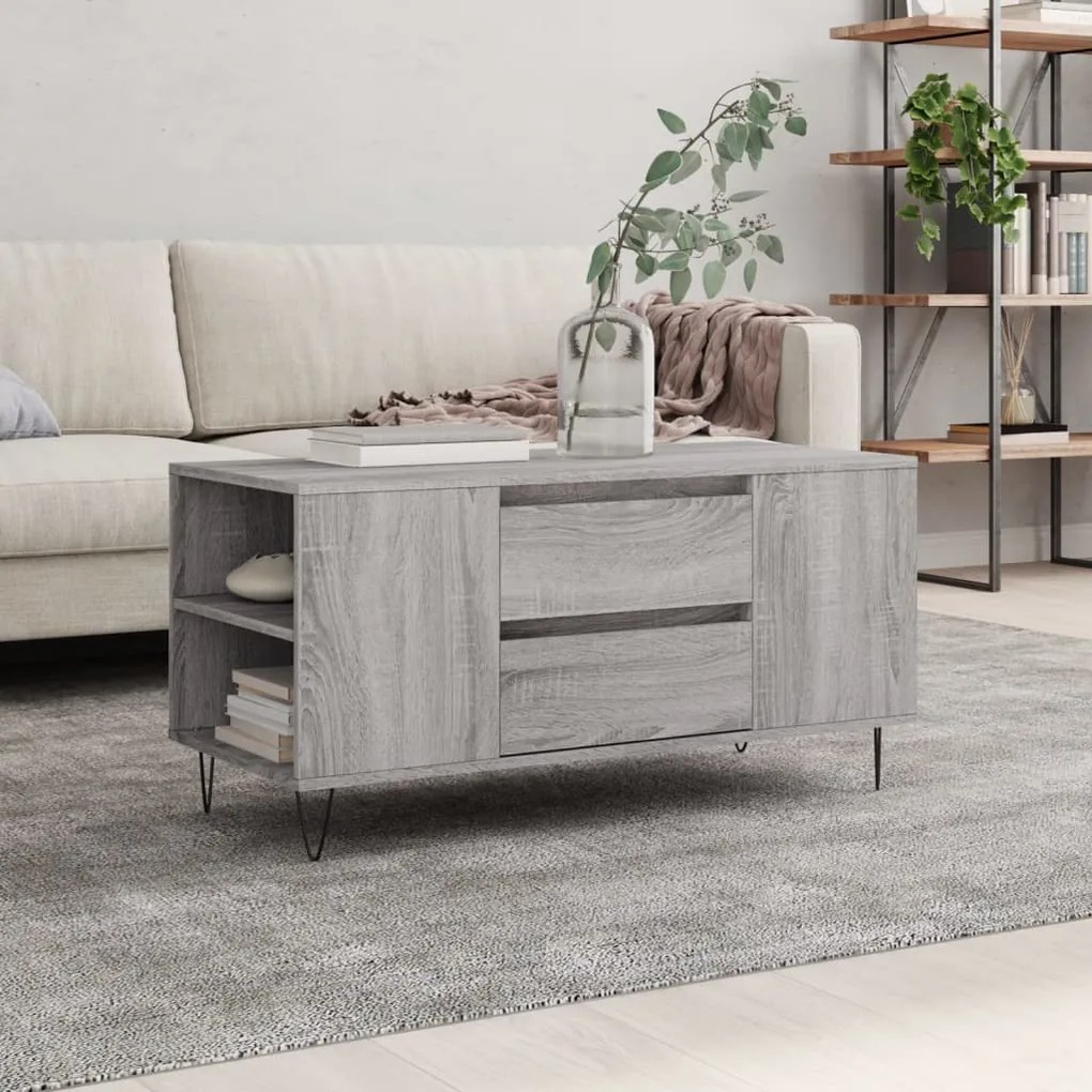 Tavolino Salotto Grigio Sonoma 102x44,5x50 Cm Legno Multistrato /