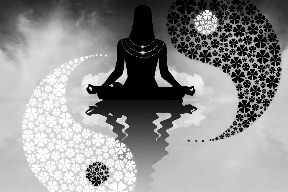Stampa su tela – Yoga del Jin e Jang in bianco e nero