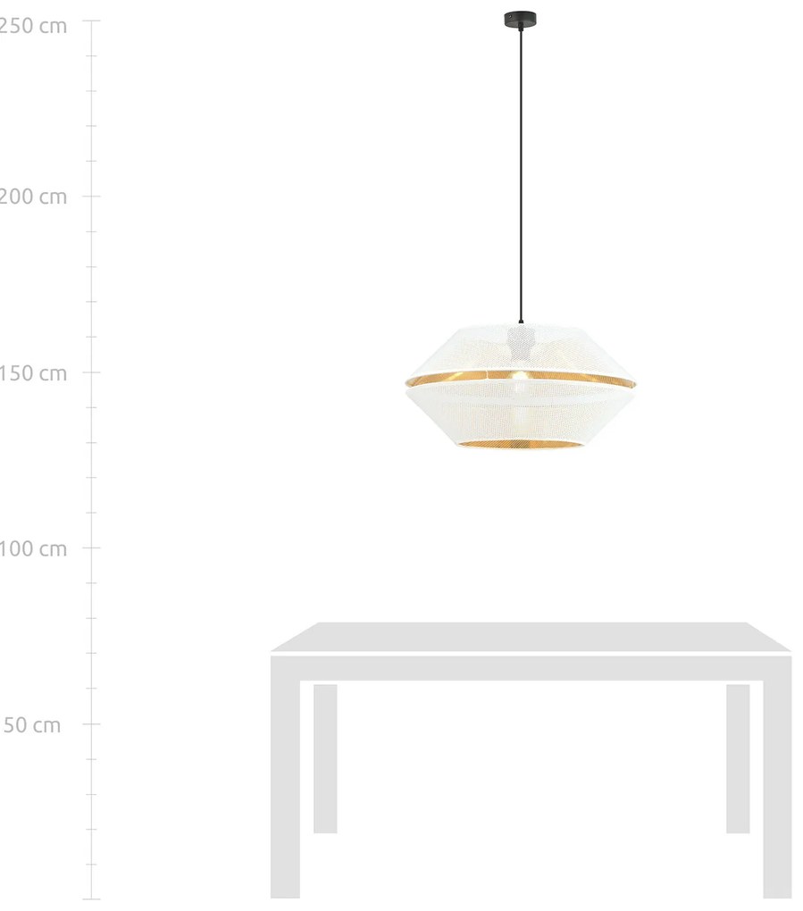 Sospensione Contemporanea 1 Luce Enea In Metallo Bianco E Oro