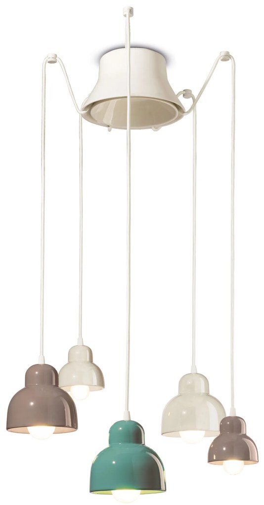 Ferroluce Decò Berimbau - 5-light suspension lamp C2608