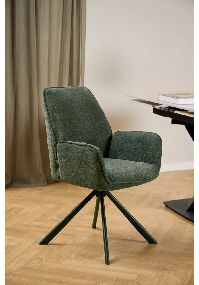 Sedia da pranzo verde scuro con braccioli Graham – Actona