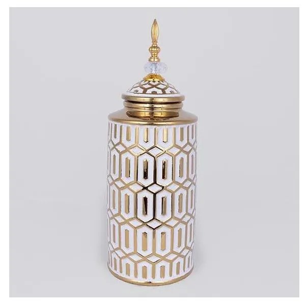 Vaso in ceramica 45,7x16,9 cm oro/bianco