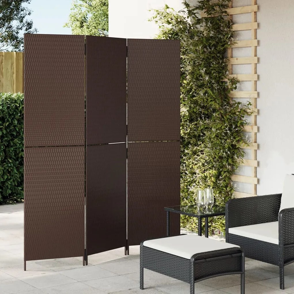 Divisorio Per Ambienti A 3 Pannelli Marrone İn Polyrattan /