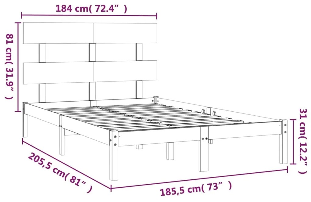 Giroletto Nero in Legno Massello 180x200 cm Super King