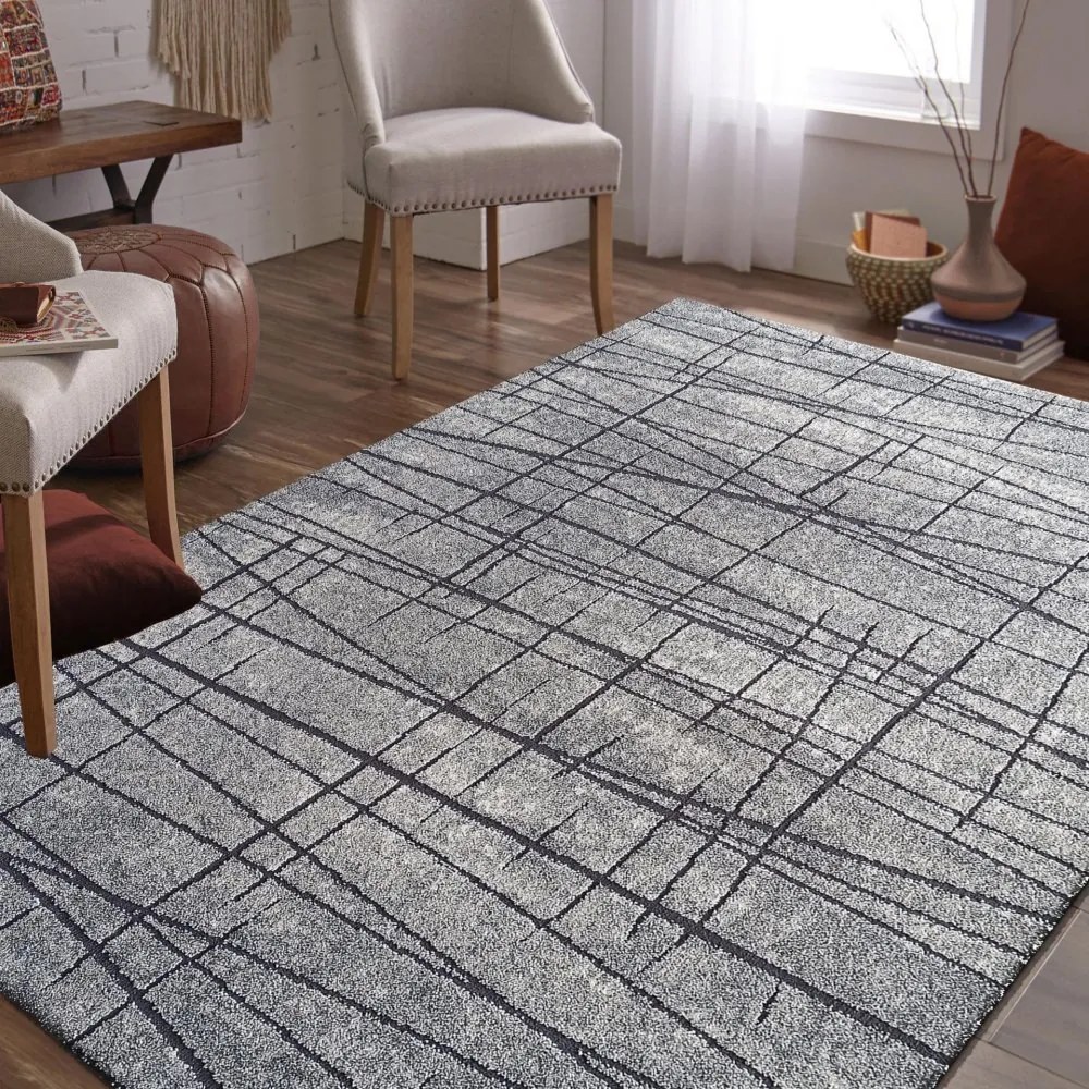 Tappeto moderno grigio astratto Larghezza: 120 cm | Lunghezza: 170 cm