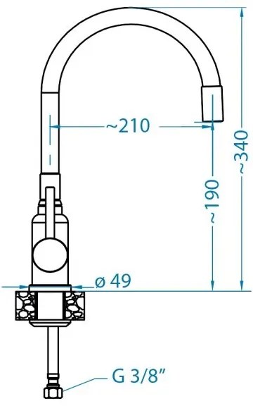 ALVEUS 1144428 -Rubinetto per lavello con braccio flessible MINTAS 34 cm cromo/beige