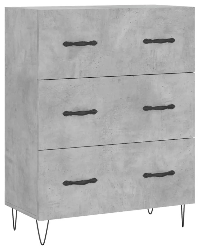 Credenza Grigio Cemento 69,5x34x180 cm in Legno Multistrato