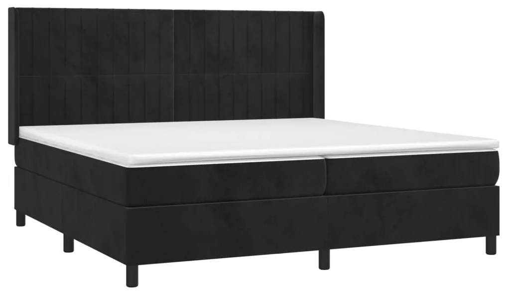 Giroletto a molle con materasso nero 200x200 cm in velluto