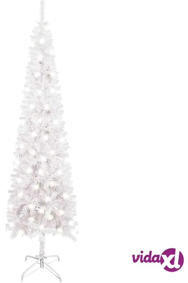 vidaXL Albero di Natale Sottile Preilluminato Bianco 120 cm