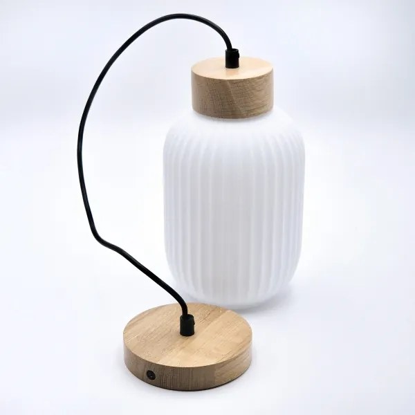 Lampadario a sospensione con filo HARMONY 1xE27/15W/230V diametro 14 cm bianco/quercia