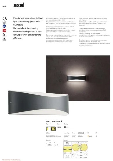 Redo 90126 - Applique LED da esterno AXEL LED/7W/230V 3000K IP65 antracite