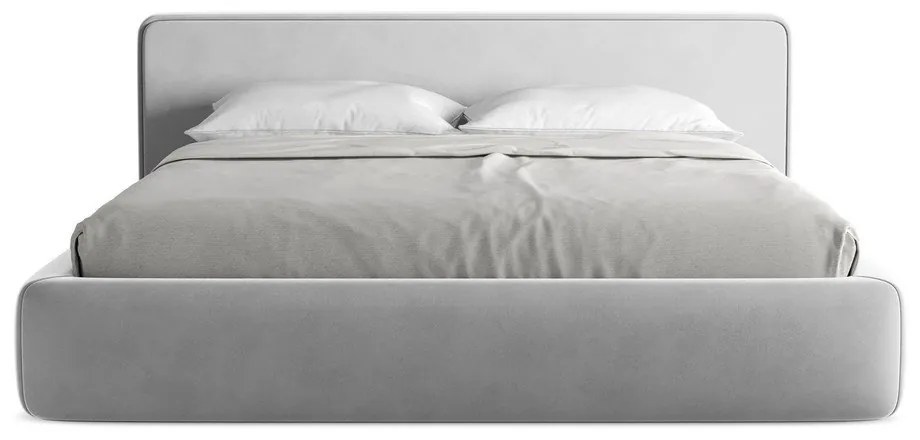 Letto matrimoniale imbottito grigio con contenitore con griglia 180x200 cm Kiana - Makamii