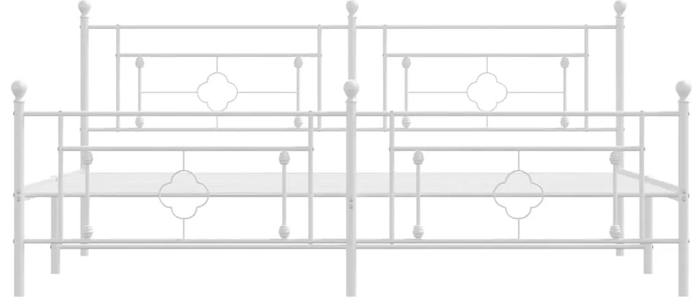 Giroletto con Testiera e Pediera Metallo Bianco 193x203 cm