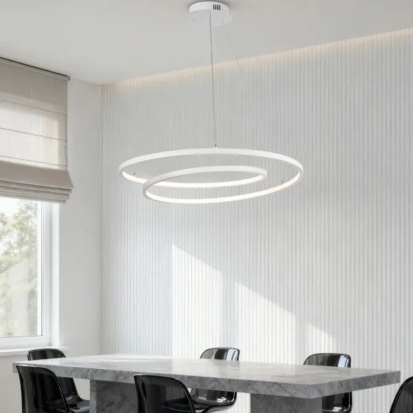 Brilagi-LED Lampadario a sospensione dimmerabile TWISTER LED/75W/230V Ø 70 cm bianco + telecomando