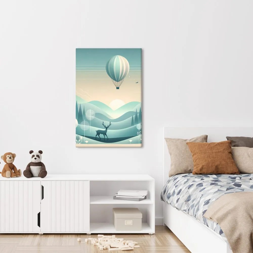 Quadro su tela – Cervo in paesaggio blu