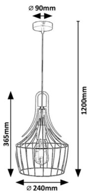 Rabalux 4925 - Lampadario a sospensione con filo PAROV 1xE27/40W/230V