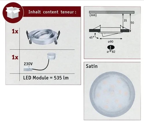 Paulmann 93983 - LED/6,8W IP23 Lampada da incasso per bagno COIN 230V