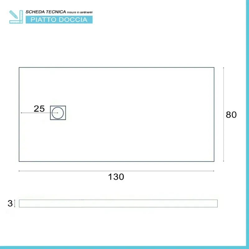 Piatto doccia filo pavimento Karen 80x130 in resina bianco pietra