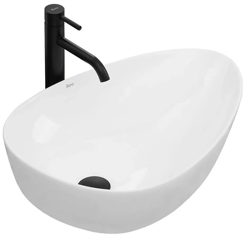 REA-U8536 - Lavabo da appoggio GRETA 39x56 cm ceramica/bianco lucido