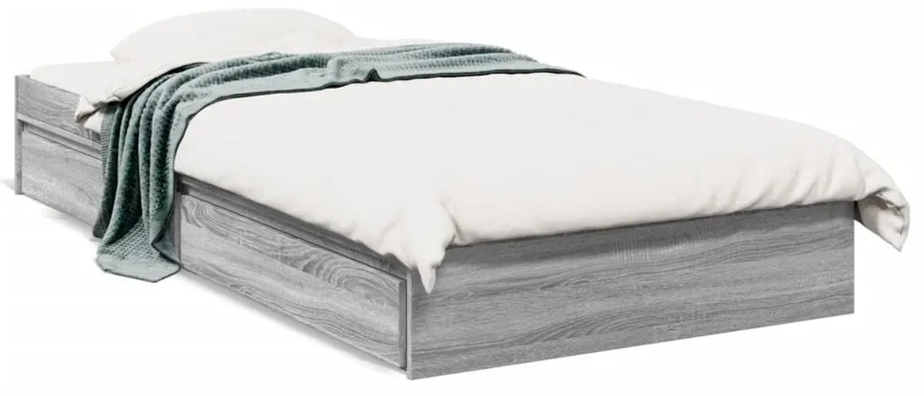 Giroletto Cassetti Grigio Sonoma 90x200 Cm Legno Multistrato /