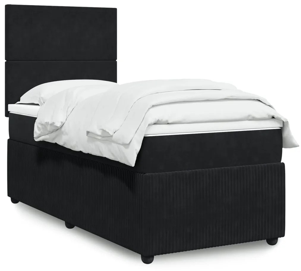 Giroletto A Molle Con Materasso Nero 80x200 Cm İn Velluto /