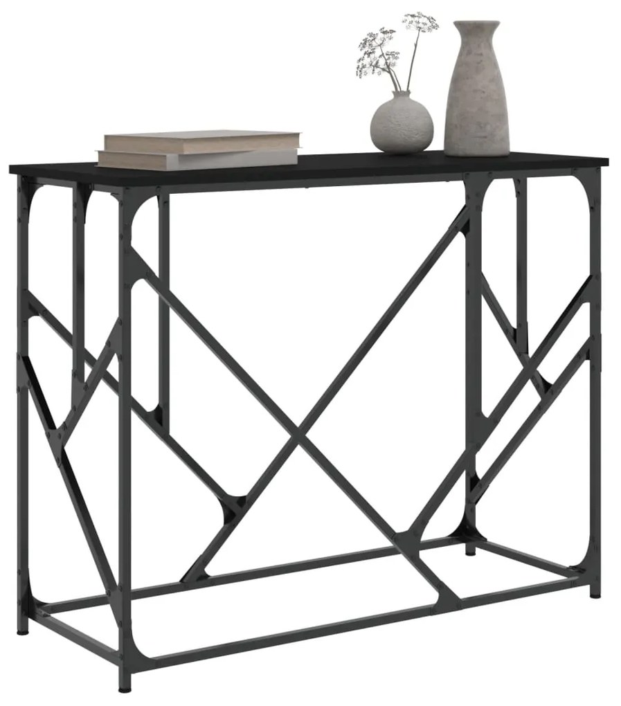 Tavolino consolle nero 100x40x80 cm in legno multistrato