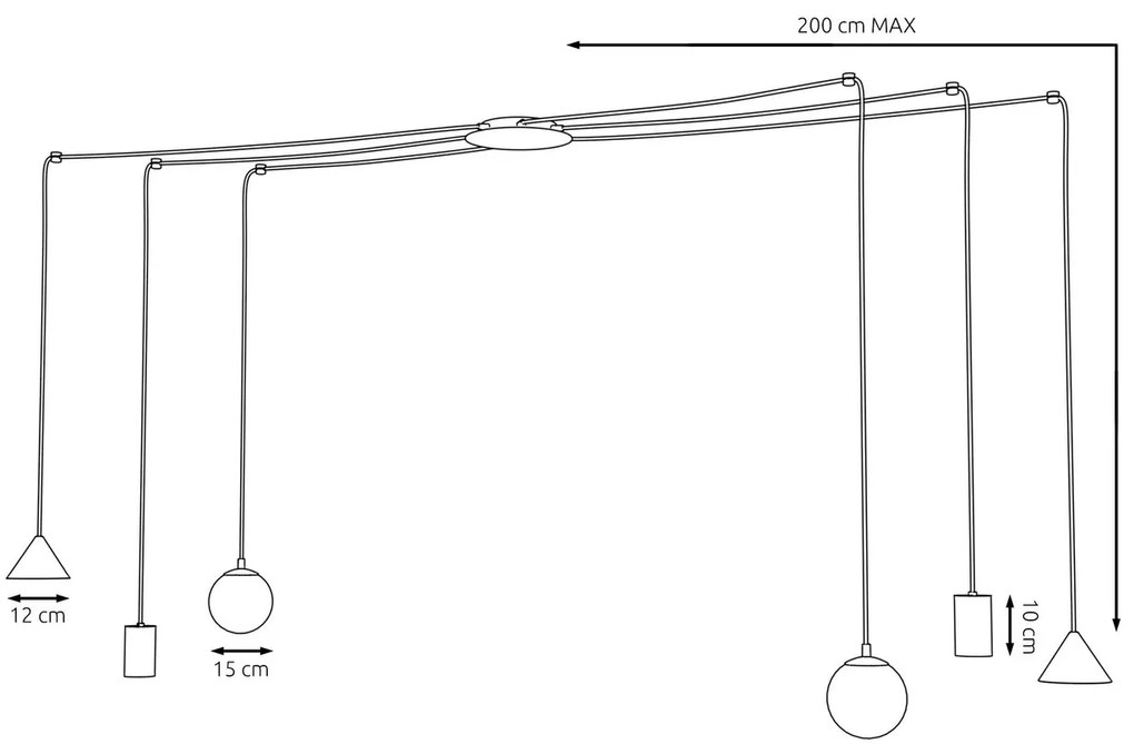 Lampadario a sospensione FUJI 6 Black