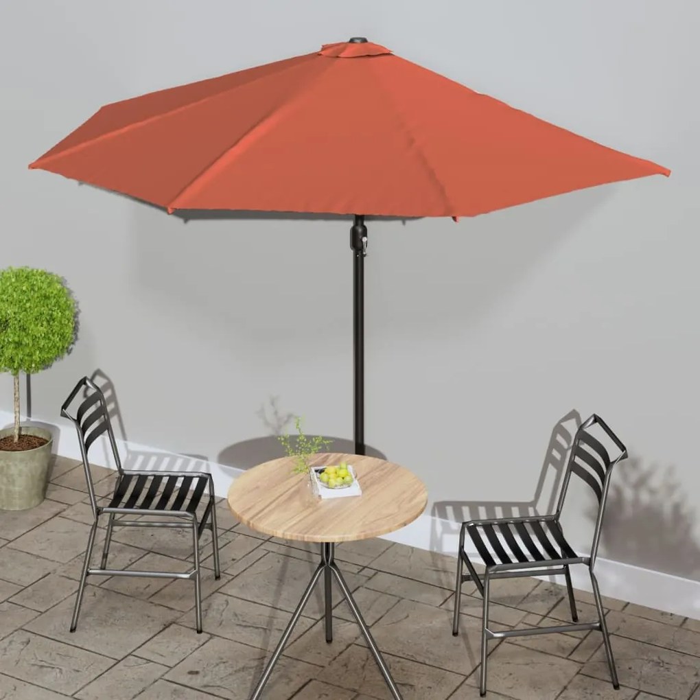 Ombrellone Palo İn Alluminio Terracotta 300x155x223 Cm A Metà /
