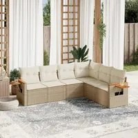 Set Divano da Giardino 6 pz con Cuscini Beige in Polyrattan 3226842