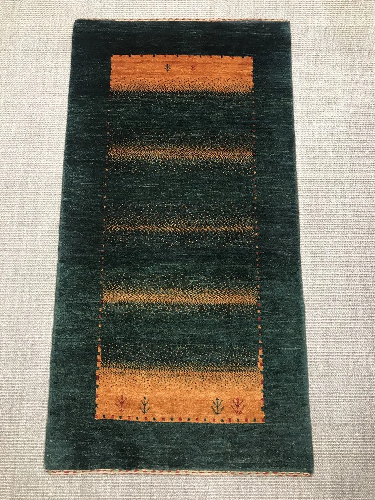 Loribaft Tappeto 130x70 Verde (Iran) Annodato A Mano