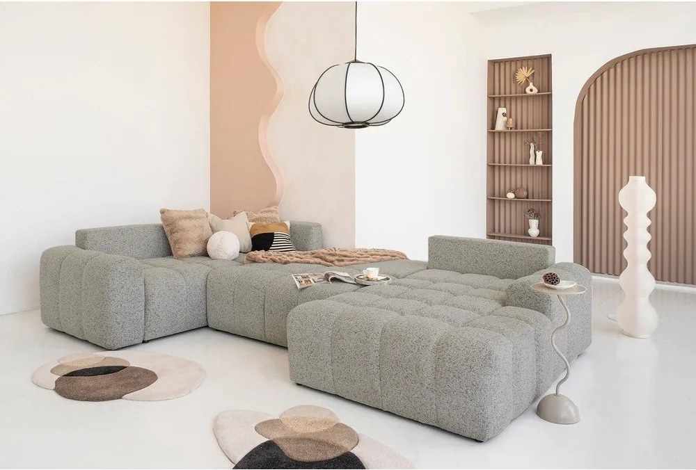 Divano angolare componibile marrone chiaro allungabile/con contenitore (con penisola a sinistra) Lulu – Miuform