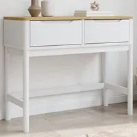 Tavolo Consolle FLORO Bianco 89,5x36,5x73cm Legno Massello Pino 374021