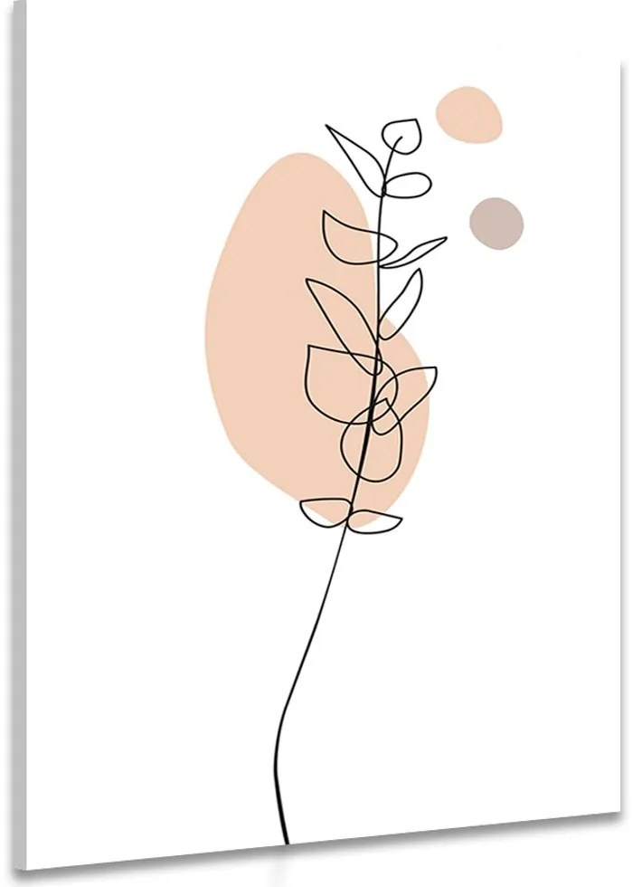Quadro su tela – Foglia minimalista su sfondo bianco No3