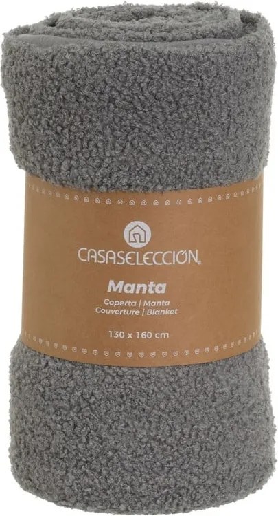 Coperta grigia in sherpa 130x160 cm Sherpa Bouclé – Casa Selección
