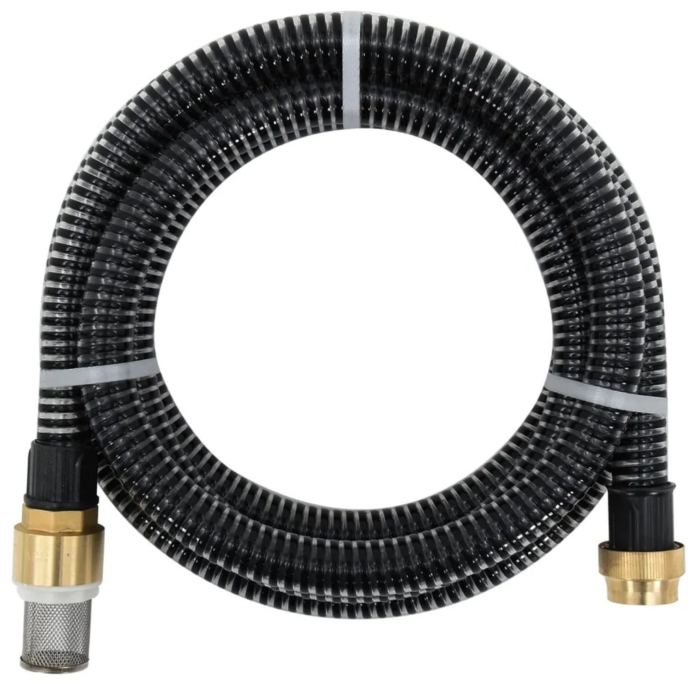 Tubo Di Aspirazione Con Raccordi İn Ottone Nero 1,1" 25 M Pvc /