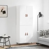 Credenza Bianco Lucido 69,5x34x180 cm in Legno Multistrato 3195653