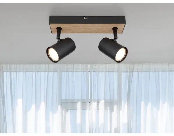 Globo 57911-2BW - Faretto ROBBY 2xGU10/35W/230V nero/marrone