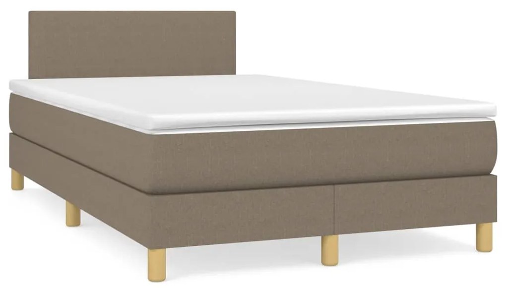Letto a molle con materasso e led tortora 120x190 cm in tessuto