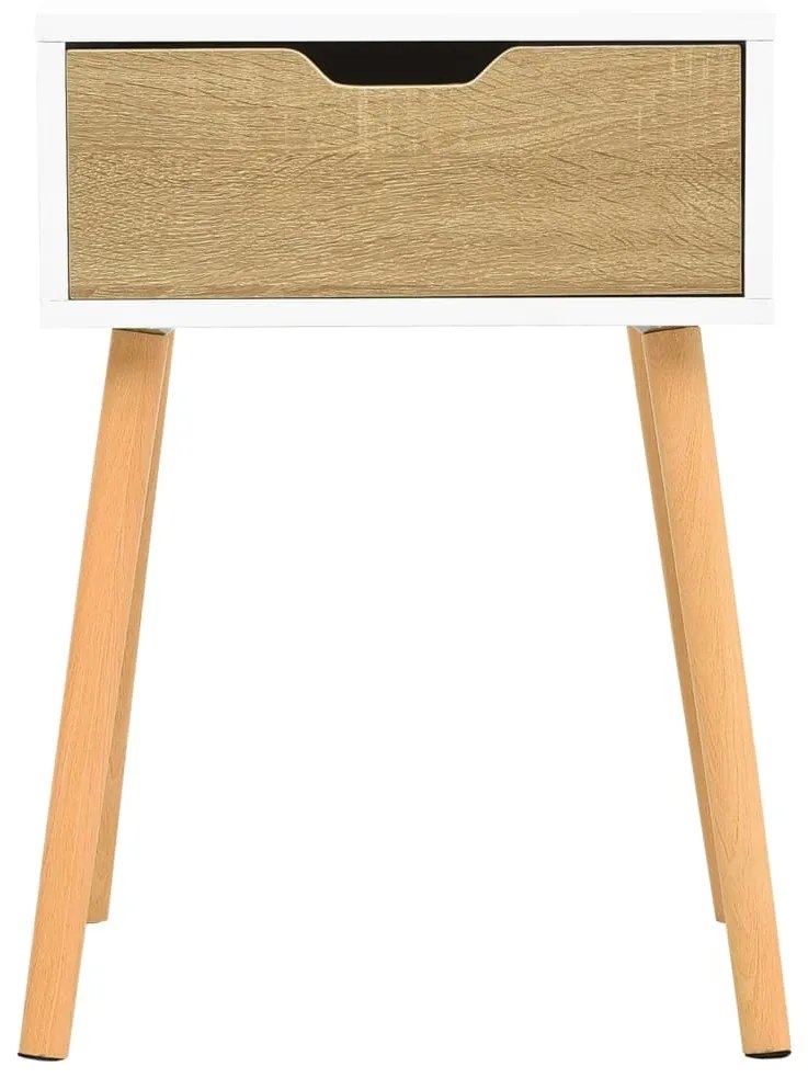 Comodini 2 pz bianco e rovere 40x40x56 cm in truciolato